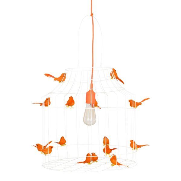 vogelkooi hanglamp oranje